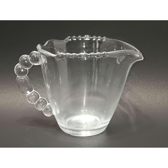 Vintage “Bubble” Clear Glass Creamer – Mid Century w/ Bubble Handle, 1940s–60s - Picture 1 of 4